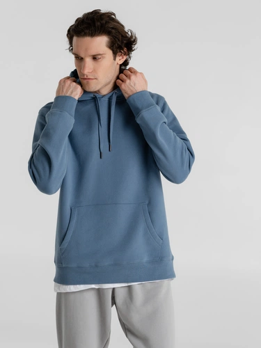 Толстовка с капюшоном унисекс King, серо-синяя Толстовка с капюшоном унисекс King, серо-синяя