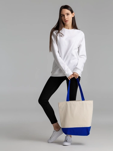 Сумка для покупок на молнии Shopaholic Zip, неокрашенная с синим Сумка для покупок на молнии Shopaholic Zip, неокрашенная с синим