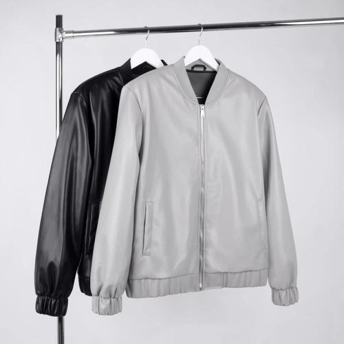 Бомбер из искусственной кожи Univer, серый Бомбер из искусственной кожи Univer, серый