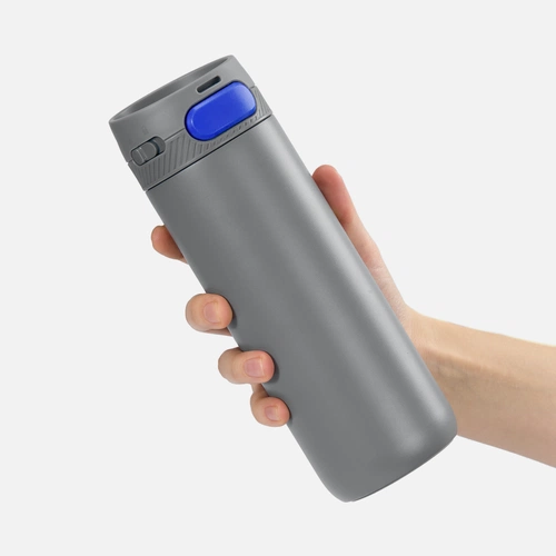 Термостакан X1 с цветной кнопкой, серый с синим Термостакан X1 с цветной кнопкой, серый с синим