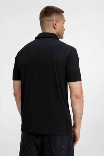 Рубашка поло унисекс Senti, черная Рубашка поло унисекс Senti, черная