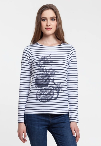 Футболка женская Grand Granat, белая с синим Футболка женская Grand Granat, белая с синим