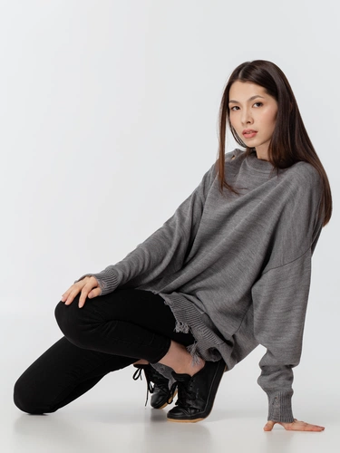 Джемпер оверсайз унисекс Grunge в сумке, серый Джемпер оверсайз унисекс Grunge в сумке, серый