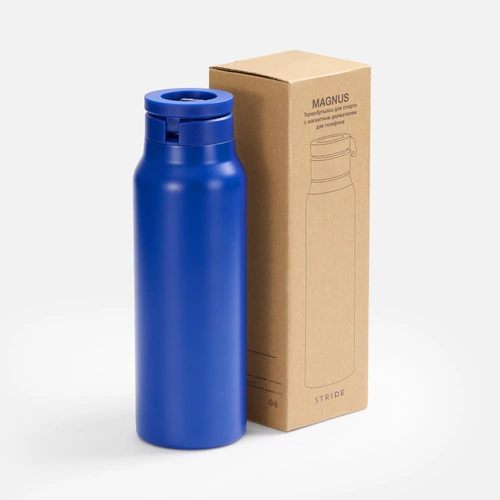 Термобутылка Magnus с магнитным держателем для телефона, синяя Термобутылка Magnus с магнитным держателем для телефона, синяя