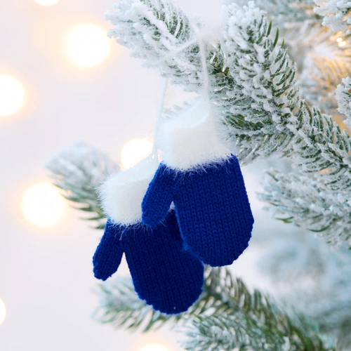 Подвеска на елку «Вьюжка», варежки, синяя Подвеска на елку «Вьюжка», варежки, синяя