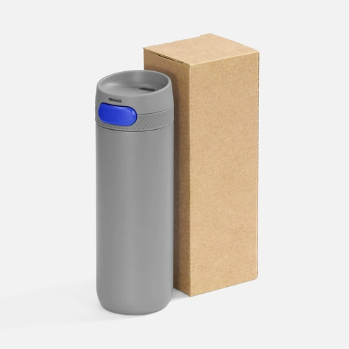 Термостакан X1 с цветной кнопкой, серый с синим Термостакан X1 с цветной кнопкой, серый с синим