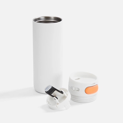 Термостакан X1 с цветной кнопкой, белый с оранжевым Термостакан X1 с цветной кнопкой, белый с оранжевым