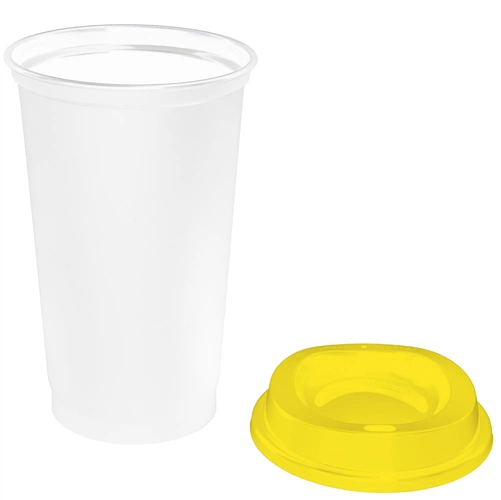 Стакан с крышкой Color Cap White, белый с желтым Стакан с крышкой Color Cap White, белый с желтым