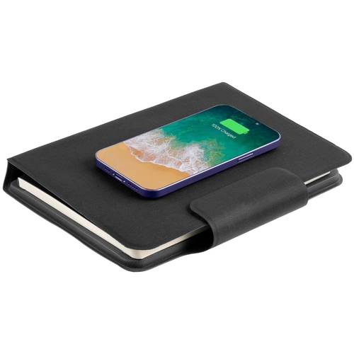 Органайзер с блокнотом и аккумулятором Oiro, черный Органайзер с блокнотом и аккумулятором Oiro, черный