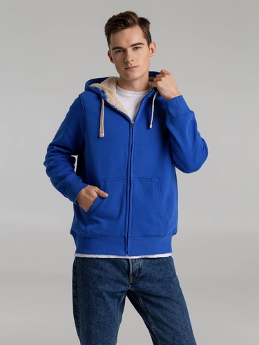 Толстовка унисекс на молнии Sherpa 280, ярко-синяя Толстовка унисекс на молнии Sherpa 280, ярко-синяя