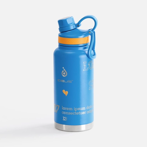 Термобутылка Fujisan XL 2.0, синяя с УФ-печатью и лазерной гравировкой Термобутылка Fujisan XL 2.0, синяя с УФ-печатью и лазерной гравировкой