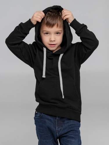 Толстовка с капюшоном детская Kirenga Kids, черная Толстовка с капюшоном детская Kirenga Kids, черная