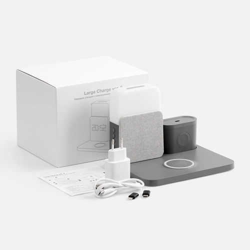 Зарядная станция с часами и подсветкой Large Charge ver.2, серая Зарядная станция с часами и подсветкой Large Charge ver.2, серая