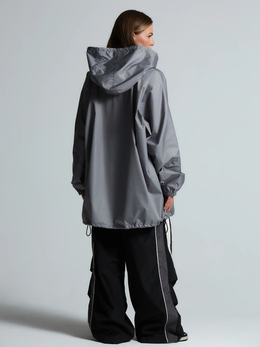 Дождевик-анорак Hard Work, укороченный, серый, единый размер Дождевик-анорак Hard Work, укороченный, серый, единый размер