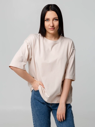 Футболка унисекс оверсайз Street Vibes, бежевая Футболка унисекс оверсайз Street Vibes, бежевая