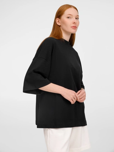 Футболка оверсайз унисекс T9, черная Футболка оверсайз унисекс T9, черная