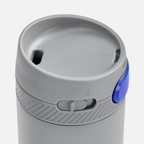 Термостакан X1 с цветной кнопкой, серый с синим Термостакан X1 с цветной кнопкой, серый с синим