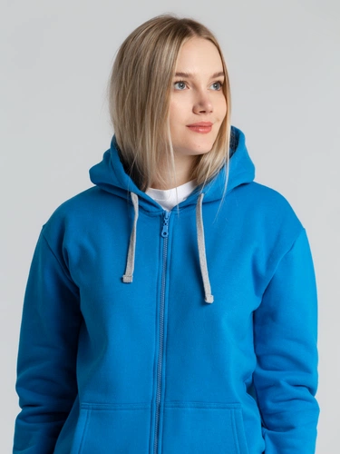 Толстовка с капюшоном на молнии Unit Siverga Heavy, бирюзовая Толстовка с капюшоном на молнии Unit Siverga Heavy, бирюзовая