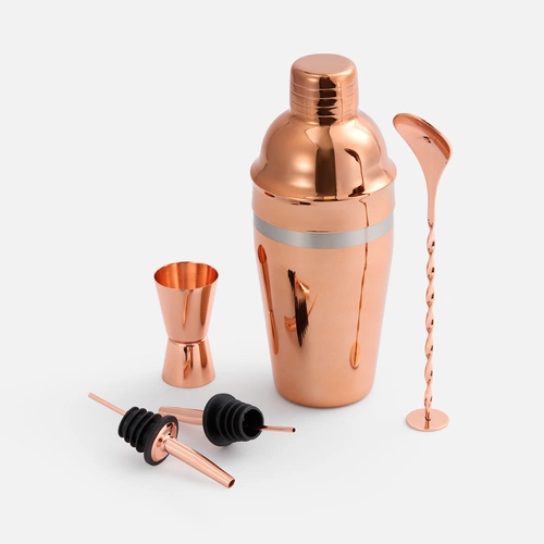 Набор для приготовления коктейлей Pourpour, медный с серебристой линией Набор для приготовления коктейлей Pourpour, медный с серебристой линией