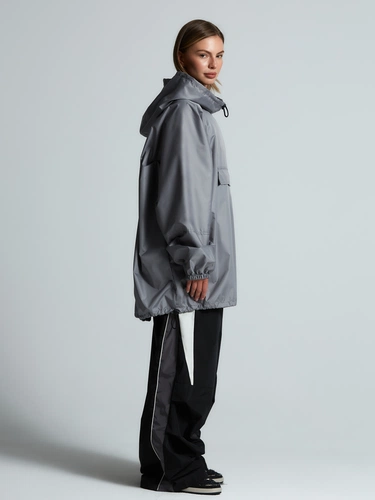 Дождевик-анорак Hard Work, укороченный, серый, единый размер Дождевик-анорак Hard Work, укороченный, серый, единый размер