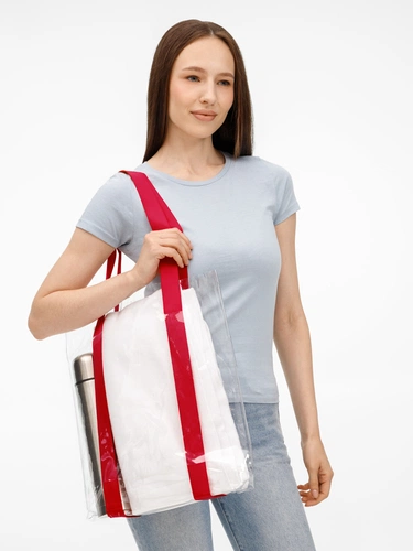 Шопер Clear Fest, ver.2, прозрачный с красными ручками Шопер Clear Fest, ver.2, прозрачный с красными ручками