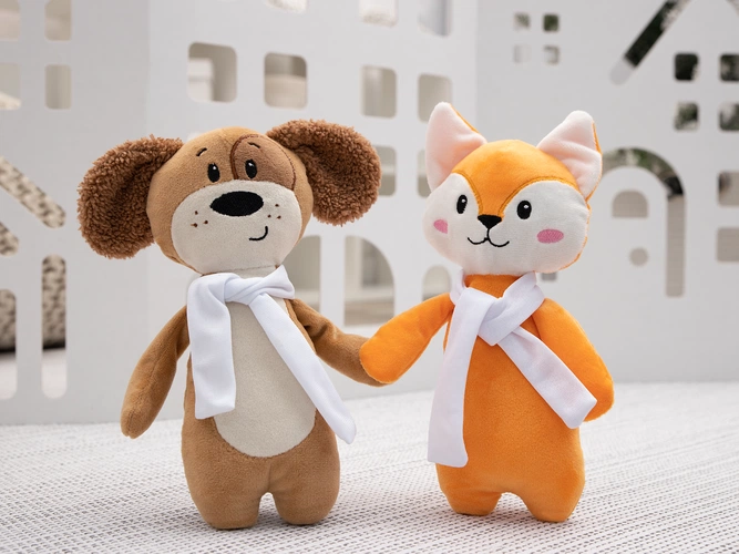 Мягкая игрушка Beastie Toys, собачка с белым шарфом Мягкая игрушка Beastie Toys, собачка с белым шарфом