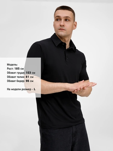 Рубашка поло унисекс Senti, черная Рубашка поло унисекс Senti, черная