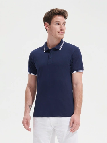 Рубашка поло мужская Pasadena Men 200 с контрастной отделкой, ярко-синяя с белым Рубашка поло мужская Pasadena Men 200 с контрастной отделкой, ярко-синяя с белым