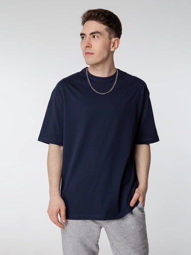 Футболка оверсайз мужская Boxy Men, темно-синяя Футболка оверсайз мужская Boxy Men, темно-синяя