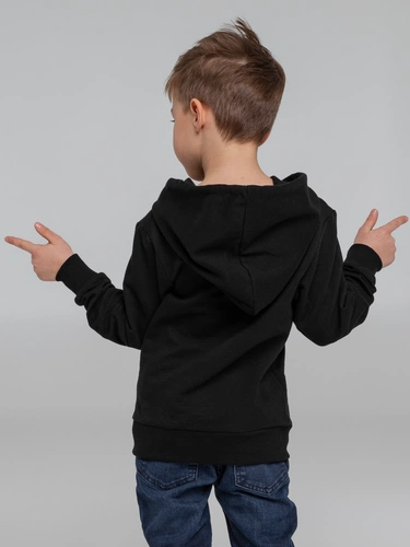 Толстовка с капюшоном детская Kirenga Kids, черная Толстовка с капюшоном детская Kirenga Kids, черная