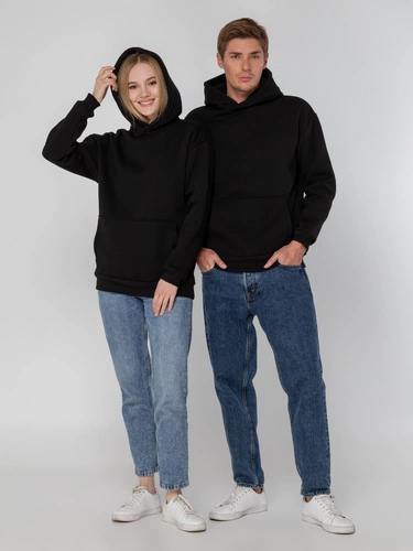 Худи унисекс оверсайз Full Swing, черное Худи унисекс оверсайз Full Swing, черное