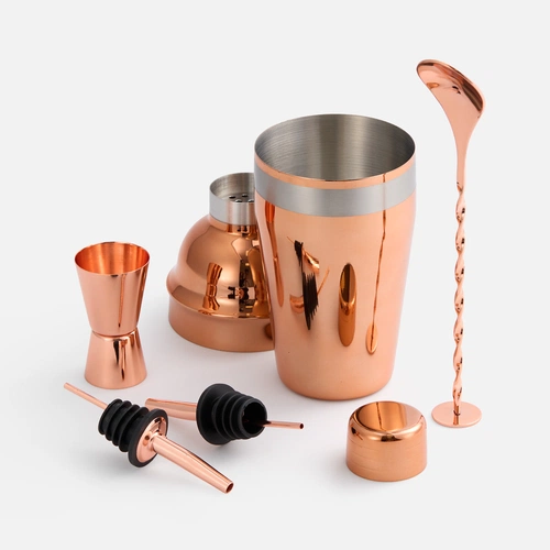 Набор для приготовления коктейлей Pourpour, медный с серебристой линией Набор для приготовления коктейлей Pourpour, медный с серебристой линией