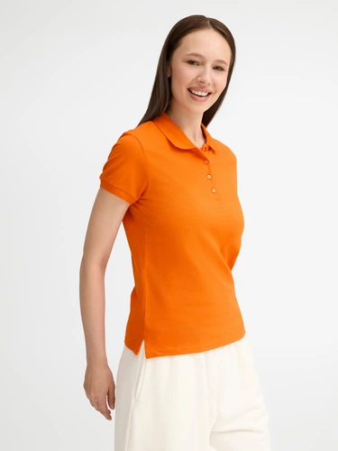 Рубашка поло женская People 210, оранжевая Рубашка поло женская People 210, оранжевая