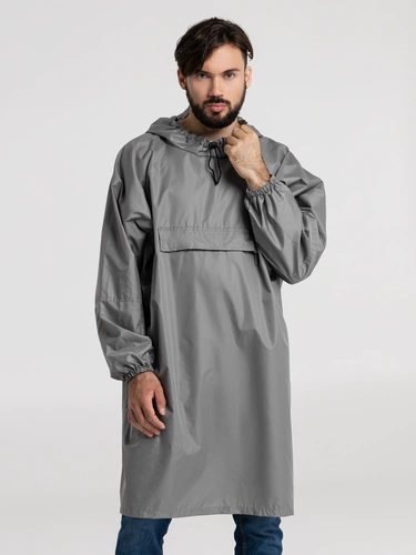 Дождевик-анорак Hard Work, серый, единый размер Дождевик-анорак Hard Work, серый, единый размер