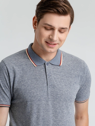 Рубашка поло мужская Paname Men, голубой меланж Рубашка поло мужская Paname Men, голубой меланж