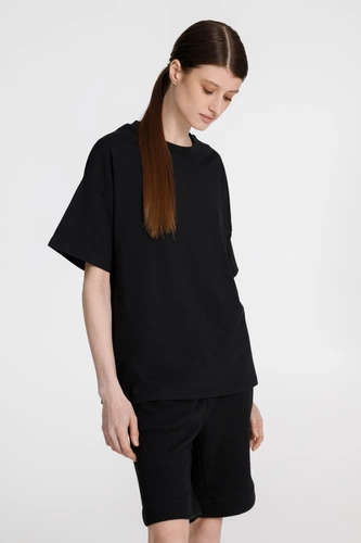 Футболка унисекс оверсайз T3, черная Футболка унисекс оверсайз T3, черная