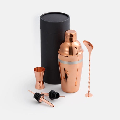 Набор для приготовления коктейлей Pourpour, медный с серебристой линией Набор для приготовления коктейлей Pourpour, медный с серебристой линией