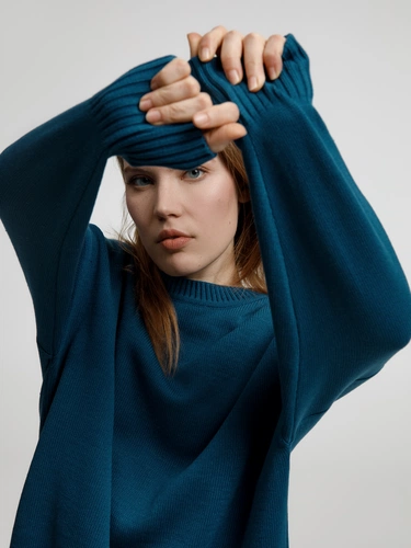 Джемпер оверсайз унисекс Stated в сумке, синий (морская волна) Джемпер оверсайз унисекс Stated в сумке, синий (морская волна)