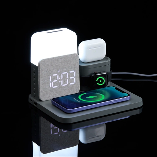 Зарядная станция с часами и подсветкой Large Charge ver.2, серая Зарядная станция с часами и подсветкой Large Charge ver.2, серая