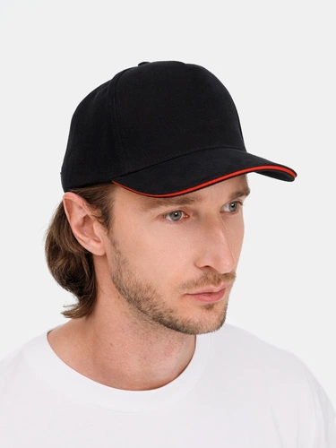 Бейсболка Classic 2.0, черная с красным кантом Бейсболка Classic 2.0, черная с красным кантом