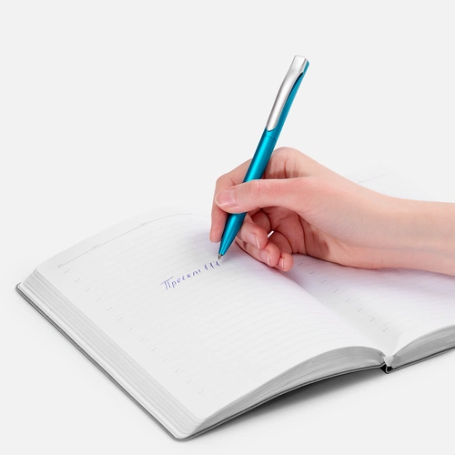 Ручка шариковая Pin Silver, голубой металлик Ручка шариковая Pin Silver, голубой металлик