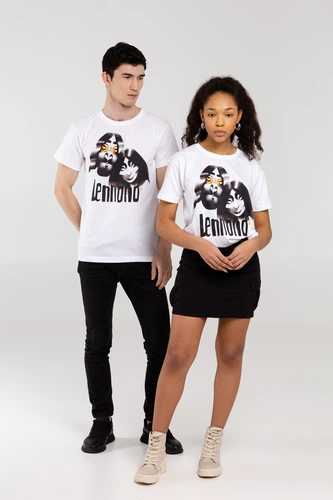 Футболка «Меламед. John Lennon, Yoko Ono», белая Футболка «Меламед. John Lennon, Yoko Ono», белая