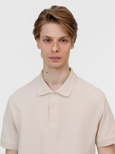 Рубашка поло унисекс Pacific, бежевая (льняная) Рубашка поло унисекс Pacific, бежевая (льняная)