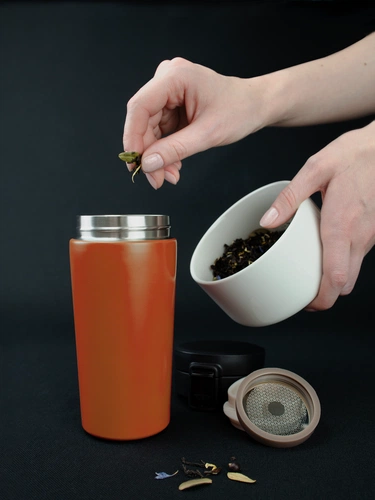 Термостакан с ситечком No Leak Infuser, оранжевый Термостакан с ситечком No Leak Infuser, оранжевый