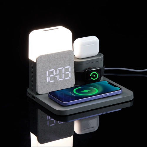 Зарядная станция с часами и подсветкой Large Charge ver.2, серая Зарядная станция с часами и подсветкой Large Charge ver.2, серая