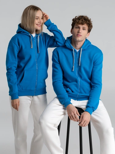 Толстовка с капюшоном на молнии Unit Siverga Heavy, бирюзовая Толстовка с капюшоном на молнии Unit Siverga Heavy, бирюзовая