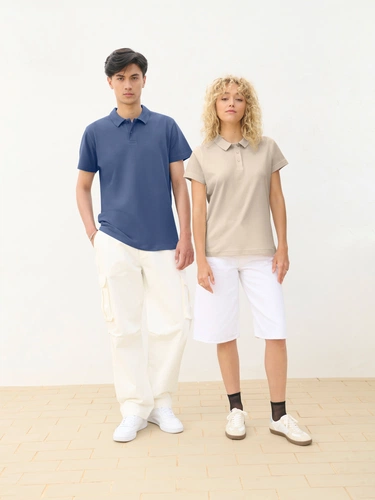 Рубашка поло унисекс Pulse, синяя (джинс) Рубашка поло унисекс Pulse, синяя (джинс)