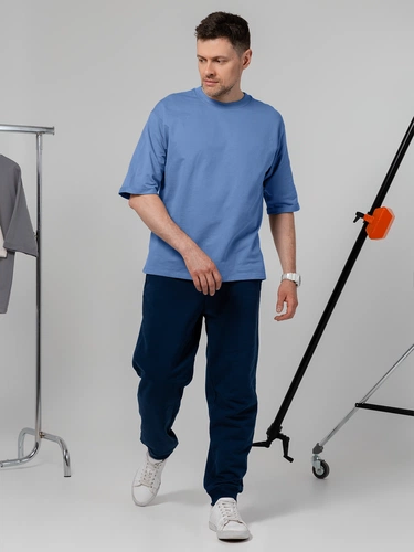 Футболка оверсайз унисекс Kosmos 2.0, синяя Футболка оверсайз унисекс Kosmos 2.0, синяя