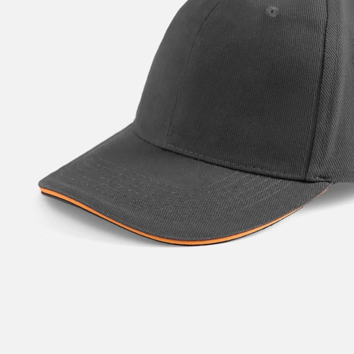 Бейсболка Buffalo, серая с оранжевым Бейсболка Buffalo, серая с оранжевым