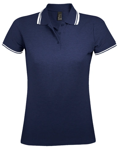 Рубашка поло женская Pasadena Women 200 с контрастной отделкой, темно-синяя с белым Рубашка поло женская Pasadena Women 200 с контрастной отделкой, темно-синяя с белым